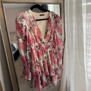 SHEIN Romantic Rose Print Empire Waist dress